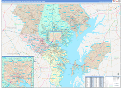 Baltimore-Columbia-Towson Metro Area Wall Map Color Cast Style 2024